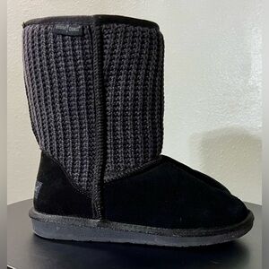 Minnetonka Forsyth Knit Shaft Boots Suede Sheepskin Fur Cozy Outdoor Winter Wool